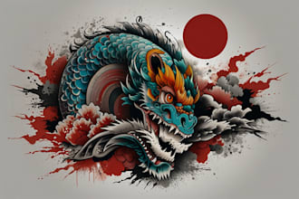 draw a super artistic tattoo designs in japanese style