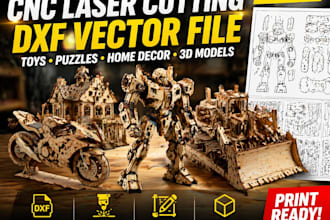 design cnc laser cutting dxf vector file for wood toy puzzle