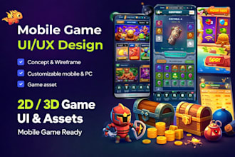 create mobile games UI, hud, icons, and 3d assets