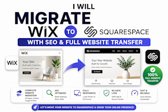 migrate wix to squarespace with SEO and full website transfer