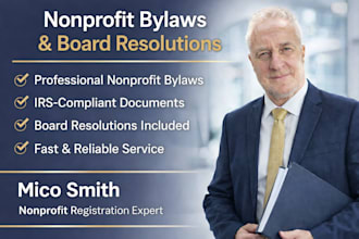 draft nonprofit bylaws and board resolutions irs compliant