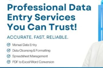 do data entry, excel data cleaning,PDF to excel conversion and python automation