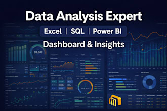 data analysis, excel, sql, python and power bi dashboard
