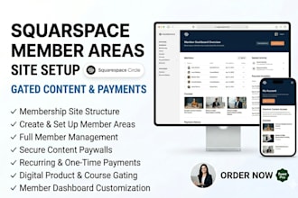 setup squarespace member areas and membership site with payments