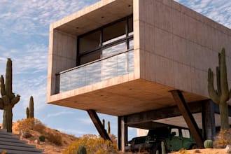 create a realistic exterior house render