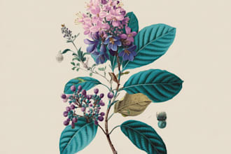 create botanical flower artwork for packaging