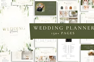 design luxury wedding planner workbook canva UK brides, bridal organizer a4