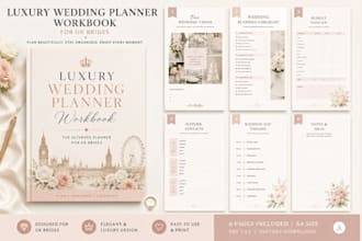 design luxury wedding planner workbook canva UK brides, bridal organizer a4