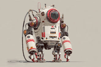design robots and concept art of futuristic mecha