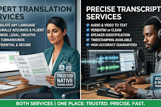 do accurate transcription and translation services in both english and  tamil
