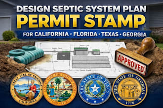 design septic system plan permit stamp for california florida texas georgia