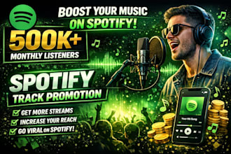 500k spotify streamers, spotify track promotion, spotify music promotion