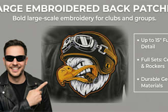 manufacture large embroidered back patches for clubs