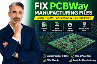 fix pcbway manufacturing files, gerber, bom, fabrication and pick and place