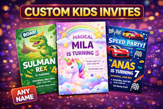design custom kids birthday invitation editable in canva