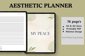design 76 pages printable daily planner and notebook