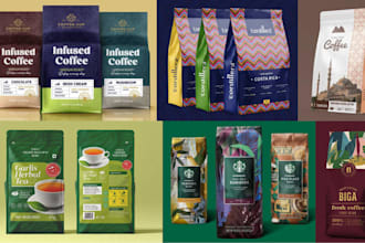 design premium coffee or tea packaging, coffee bag , pouch ,coffee label for you