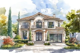 watercolor a house portrait
