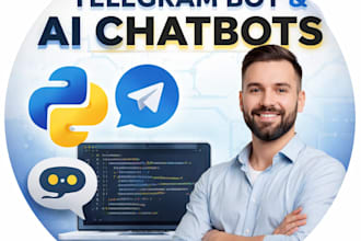 develop ai telegram bot, python bot, or game bot