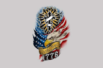 design full color  patriotic tattoo logo