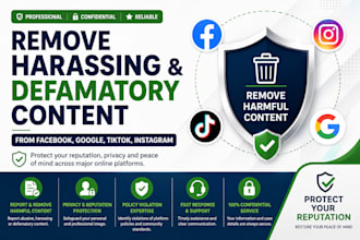 takedown harassing, defamatory content from google, facebook, instagram, tiktok