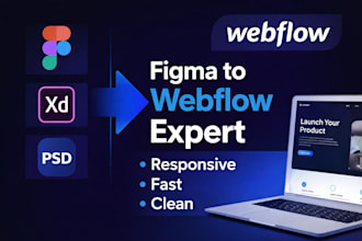 design webflow websites, convert figma, xd or PSD to webflow