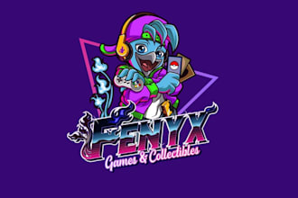 design playful phoenix mascot retro reseller logo