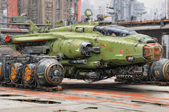 draw scifi tank, airplane, futuristic car, aircraft military