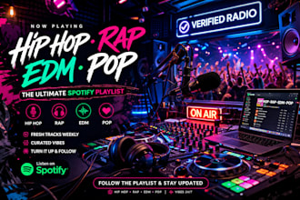 promote your hip hop spotify edm playlist rap pop song with verified radio