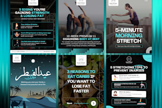 design fitness social media posts, gym instagram content, and canva graphics