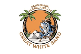 design looking great white sand producer shark theme logo