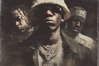 draw a rap or trap album cover art with parental advisory