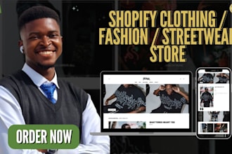 build luxury shopify clothing store, fashion streetwear clothing shopify website
