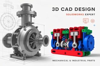 design 3d industrial machine parts, mechanical models, cad design in solidworks