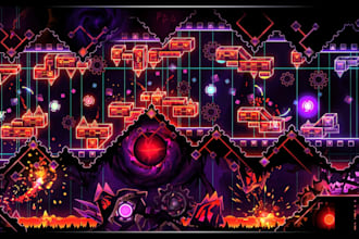 decorate geometry dash layout, geometry dash artwork, level layout, thumbnail