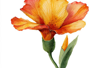 draw watercolor flower illustration