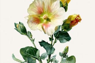 draw watercolor flower illustration