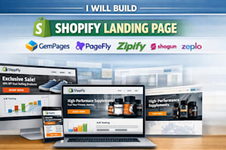 design on pagefly, zipify, gempage and shogun for shopify landing page store