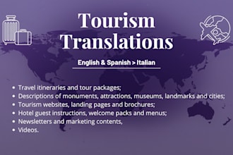 provide tourism translations into italian