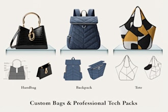 design custom bags, handbags, backpacks, totes and create tech packs