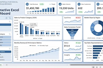 create interactive excel dashboards with charts, kpis and automation