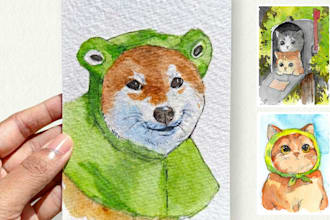 paint a custom watercolor pet portrait aceo art card
