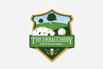 design golf club team logo with a golf poker booze