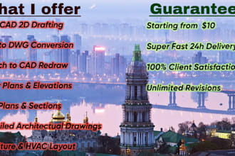 do professional 2d autocad drafting and PDF to dwg conversion
