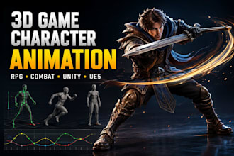 create 3d game character animation and rigging for unity or unreal engine