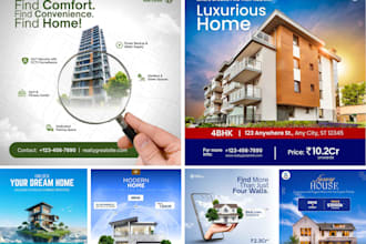 design modern real estate social media posts, property ads