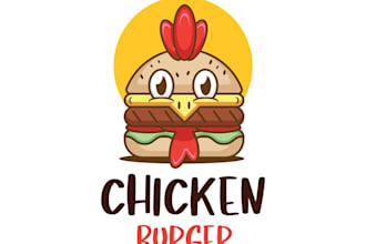 design a fun and eye catching chicken burger logo