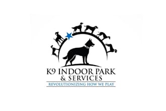 design first indoor dog park logo with apart of history
