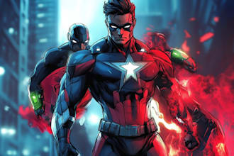 create futuristic superhero character illustration