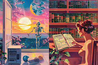 do album or book cover 1980s retro illustration retro vintage poster book design